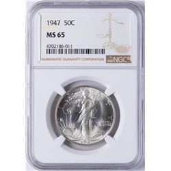 1947 Walking Liberty Half Dollar Coin NGC MS65