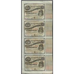 Uncut Sheet of (4) State of Louisiana Baby Bond Obsolete Notes