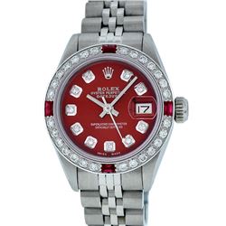 Rolex Ladies Stainless Steel Red Diamond & Ruby 26MM Datejust Watch