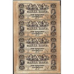 Uncut Sheet of 1800's $10 Canal Bank Obsolete Notes