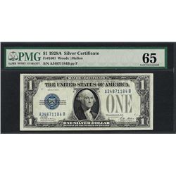 1928A $1 Funnyback Silver Certificate Note Fr.1601 PMG Gem Uncirculated 65