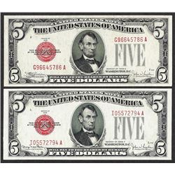 Lot of 1928E & 1928F $5 Legal Tender Notes