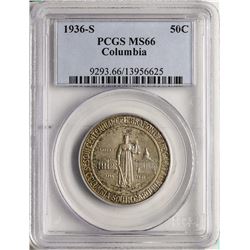 1936-S Columbia Sesquicentennial Commemorative Half Dollar Coin PCGS MS66