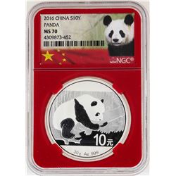 2016 China 10 Yuan Panda Silver Coin NGC MS70