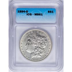 1894-O $1 Morgan Silver Dollar Coin ICG MS61
