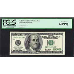 2001 $100 Federal Reserve STAR Note PCGS Gem New 66PPQ