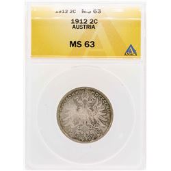 1912 Austria 2 Corona Coin ANACS MS63