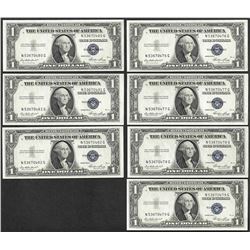 Lot of (7) Consecutive 1935E $1 Silver Certificate Notes