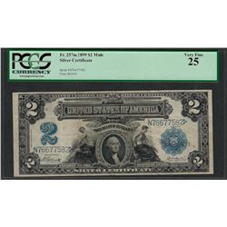 1899 $2 Mini-Porthole Silver Certificate Note Fr.257m PCGS Very Fine 25