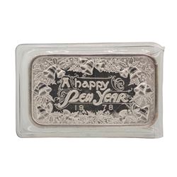 1978 A Happy New Year Madison Mint 1 oz .999 Fine Silver Art Bar