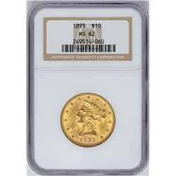 1893 $10 Liberty Head Eagle Gold Coin NGC MS62