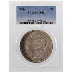 1886 $1 Morgan Silver Dollar Coin PCGS MS63 Nice Color