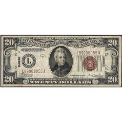 1934A $20 Federal Reserve WWII Emergency Hawaii Note