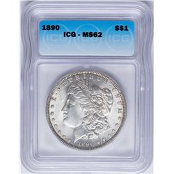 1890 $1 Morgan Silver Dollar Coin ICG MS62