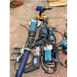 Kett Powershear, Greese Gun, Jig Saw, Bosch Sawzall, Makita Andle Grinder, Makita Impact Driver, Dew