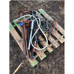 Steel jacks, hand pump