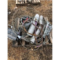 Battery cover, pail of bolts, small tow strap, cable tensioners, cable, stainless steel flex pipe