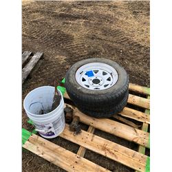 2 Quadra Se tires with rims size P205/65R15, shut off taps, misc bucket