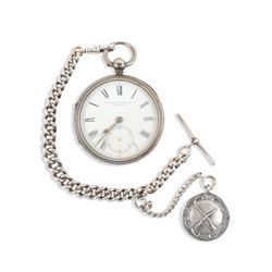 Stewart Dawson, Liverpool, Sterling Silver Pocket Watch & Chain