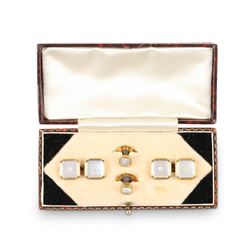 A British 9K Gold & Mother-of-Pearl Cufflinks Set