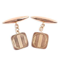 A Pair, Art Deco 9K Rose Gold Cufflinks