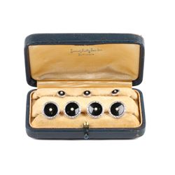 Krementz, 14K Gold, Onyx & Pearl Cufflinks Set