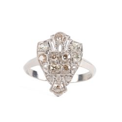 A Platinum & Old Mine Cut Diamond Ring