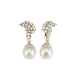 A Pair, Bvlgari South Sea Pearl & Diamond Drop Earrings