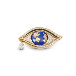 Mia Brattan, 18K, Diamond, Onyx, Lapis Lazuli "Eye" Brooch