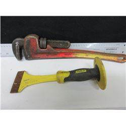 18inch Ridgid Pipe Wrench & Stanley Brick splitter/chisle