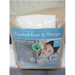 New FULL Heated Blanket Comfort Knit & Sherpa / machine wash/dry/ 10