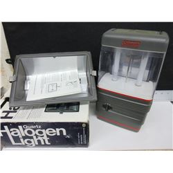 Coleman Lantern & New Halogen Light 500 watt