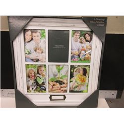 New 6 opening White Window Picture frame collage / 4x6 / 15x16total size