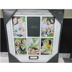 New 6 opening White Window Picture frame collage / 4x6 / 15x16total size