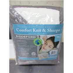 New FULL Heated Blanket Comfort Knit & Sherpa / machine wash/dry/ 10