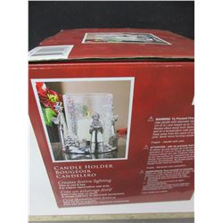 New Candle Holder up to 2" candles / Metal & Crackle Glass