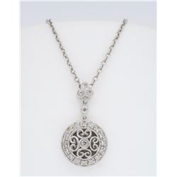 14KT White Gold Diamond Pendant with Chain