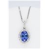 Image 1 : 14KT White Gold Tanzanite and Diamond Pendant with Chain