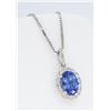 Image 2 : 14KT White Gold Tanzanite and Diamond Pendant with Chain