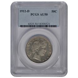 1912-D Barber Half Dollar Coin PCGS AU50