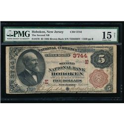 1882 $5 Hoboken Second National Bank Note PMG 15NET