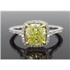 Image 2 : 14KT Two Tone Gold 1.42ct Fancy Light Yellow Diamond Ring