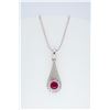 Image 1 : 14KT White Gold .030ct Ruby and Diamond Pendant with Chain