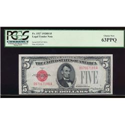 1928B $5 Legal Tender Note PCGS 63PPQ
