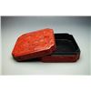 Image 3 : A Carved Cinnabar Lacquer Square Box with Immortal Pattern
