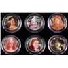 Image 1 : Set of (6) Wizard of OZ 24K Gold Plated Colorized Kansas US Statehood Quarters