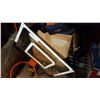 Image 1 : BOX OF HELMETS BASKETBALL HOOP TENNIS RACQUET AND BACKPACK