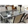 Image 2 : GLASSTOP PATIO TABLE W/ CHAIRS AND UMRELLA STAND