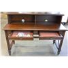 Image 2 : NEW DARK FINISH 2 DRAWER DESK WITH HIUTCH TOP AND POWER/USB OUTLETS RETAIL $699