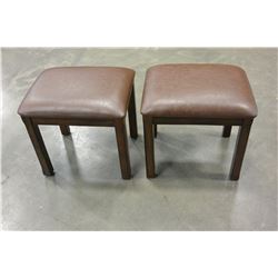 PAIR OF NEW LEATHER TOP DARK FINSH STOOLS, RETAIL $149 EACH